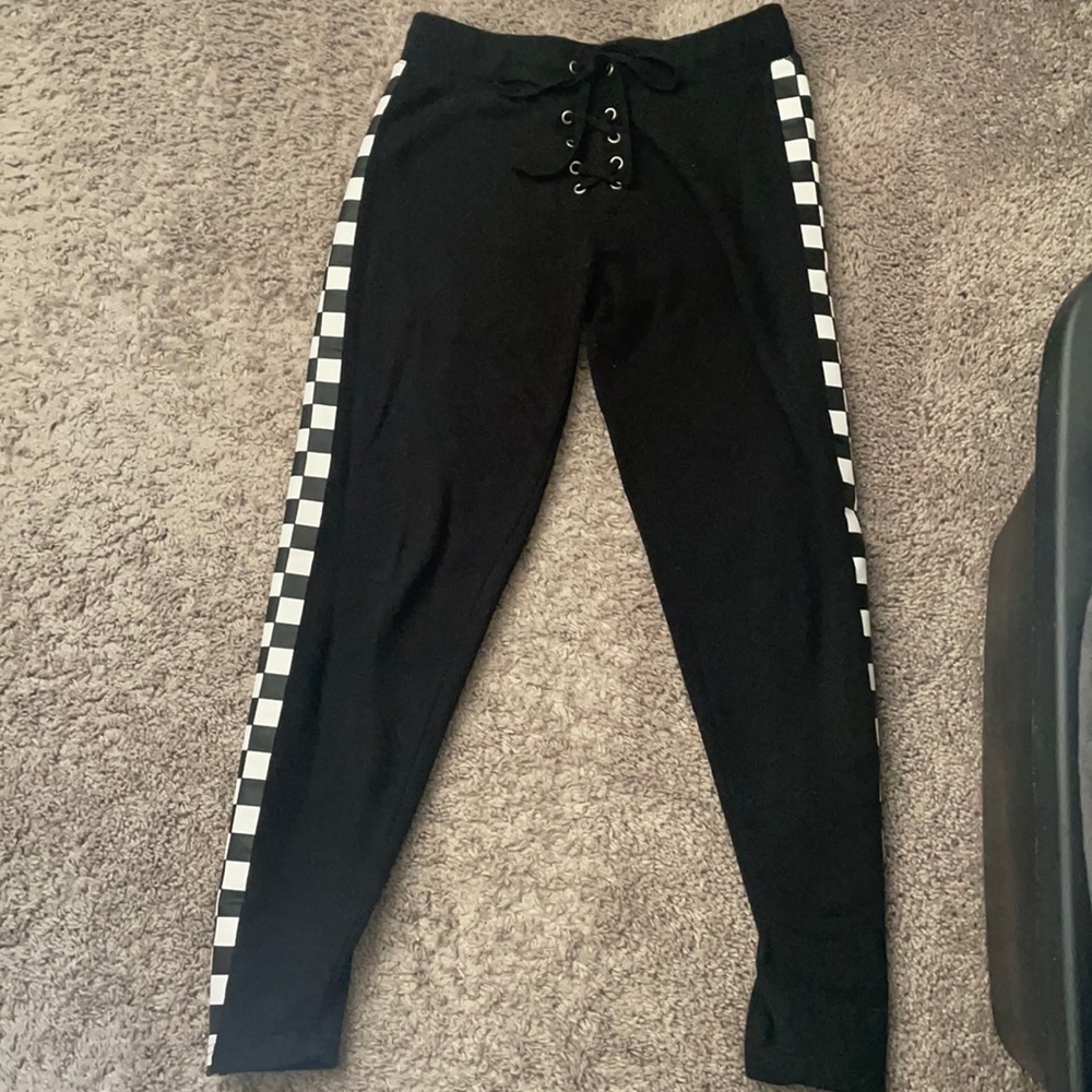 Checked print sweatpants